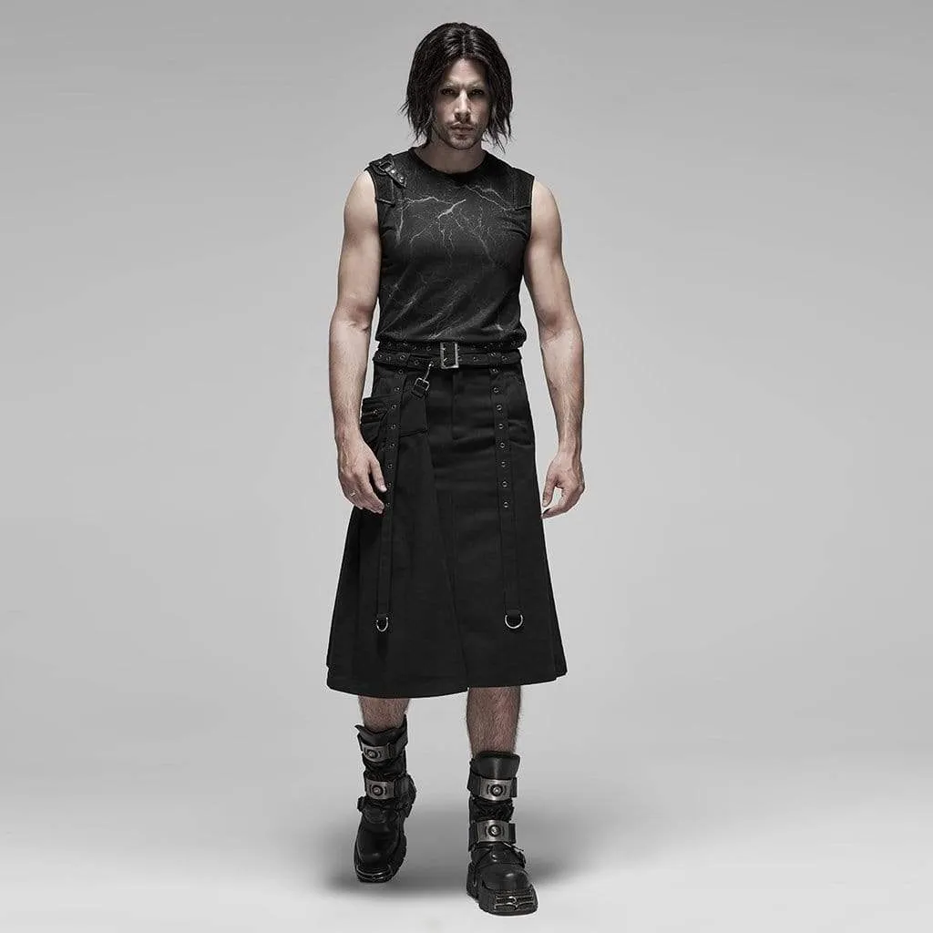 Men's Gothic Big Pocket Detachable Two Pieces Skirts