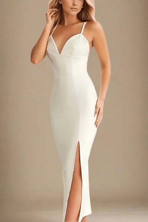 Milan Bandage Midi Dress - Pearl White