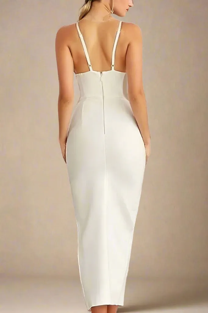 Milan Bandage Midi Dress - Pearl White