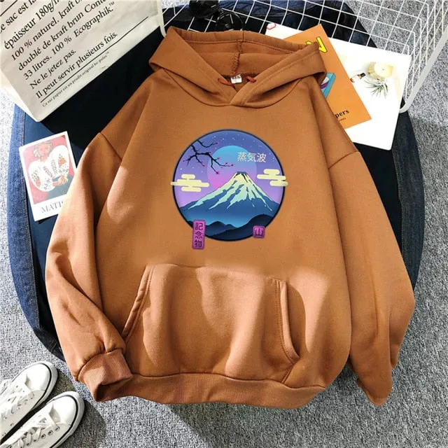 Mount Fuji Pattern Hoodies