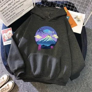 Mount Fuji Pattern Hoodies