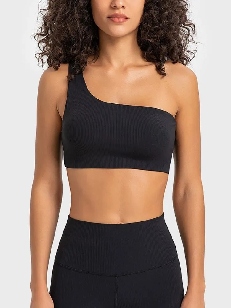 One Shoulder Asymmetrical Fitness Bra