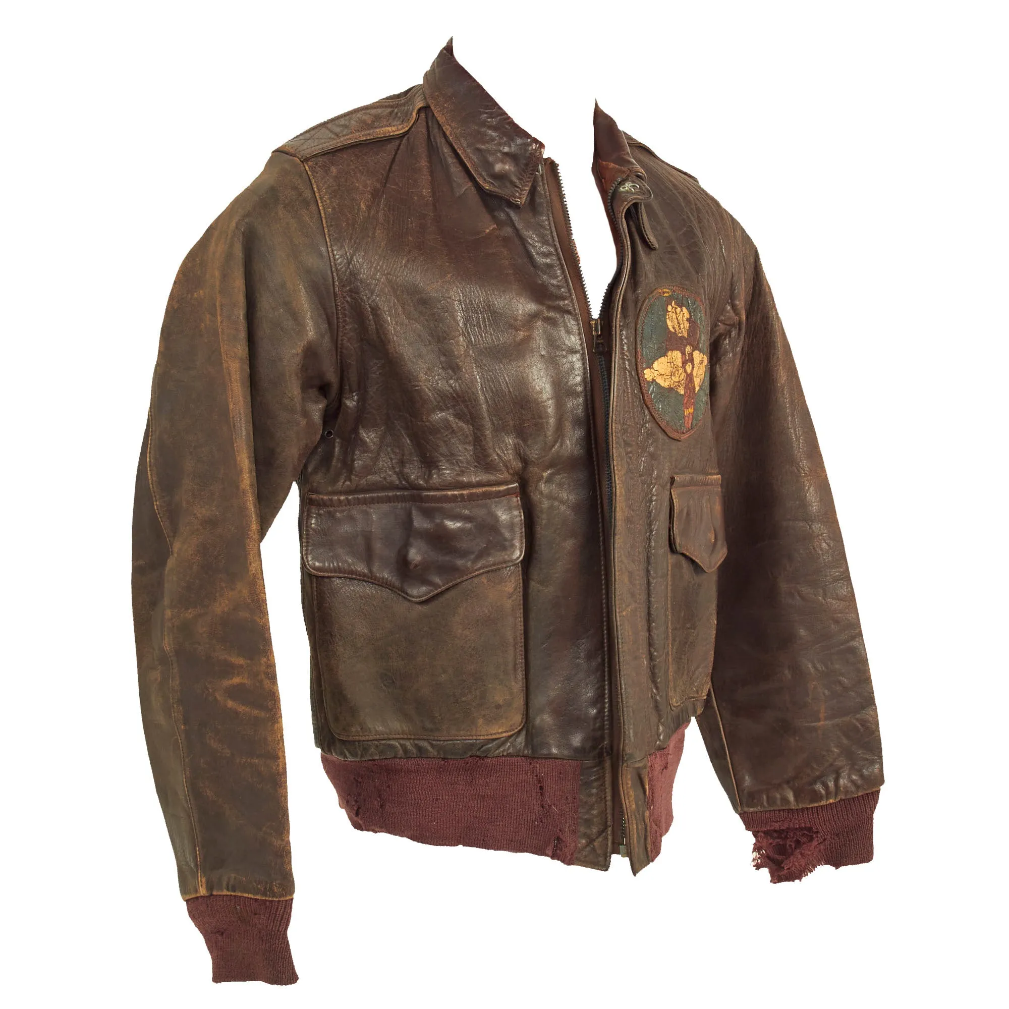 Original U.S. WWII 2nd Air Force Painted A-2 Leather Flight Jacket - 358th Bombardment Squadron, 303rd Bombardment Group