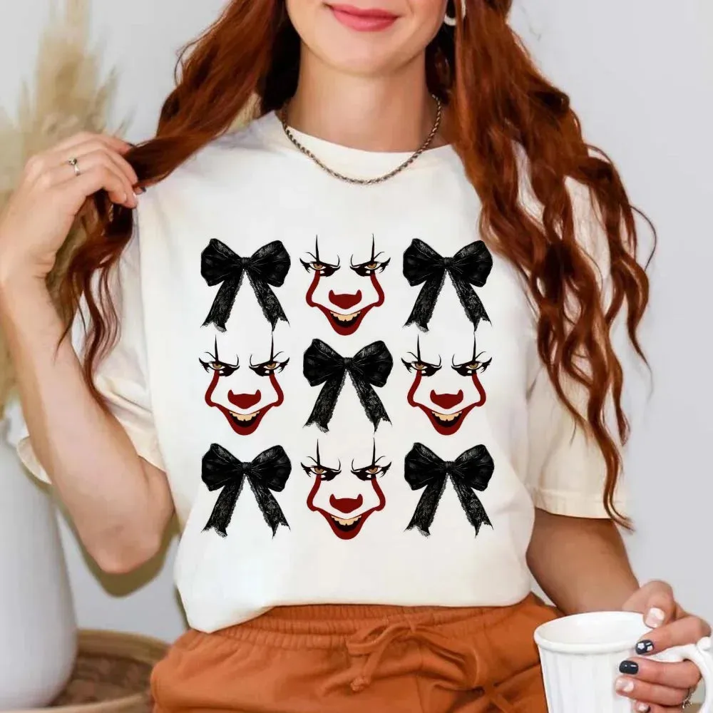 "Halloween-Inspired Retro Horror Movie Characters Short Sleeve T-Shirt - 90s Trendy Fashion"