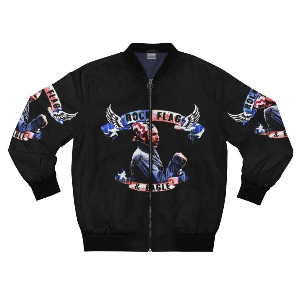 "Patriotic American Flag and Eagle Bomber Jacket"