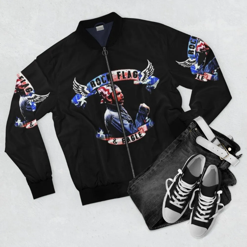 "Patriotic American Flag and Eagle Bomber Jacket"