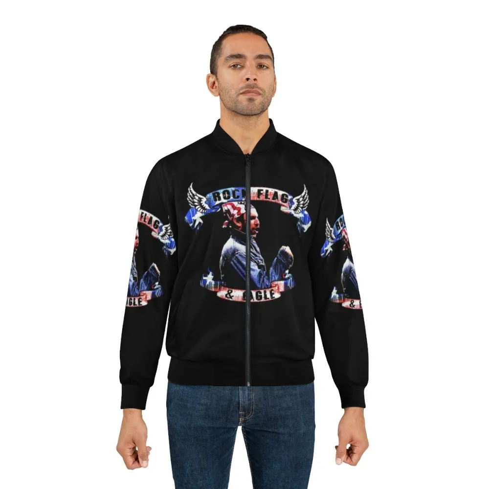 "Patriotic American Flag and Eagle Bomber Jacket"