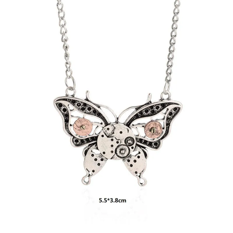 Retro Moth Steampunk Necklace