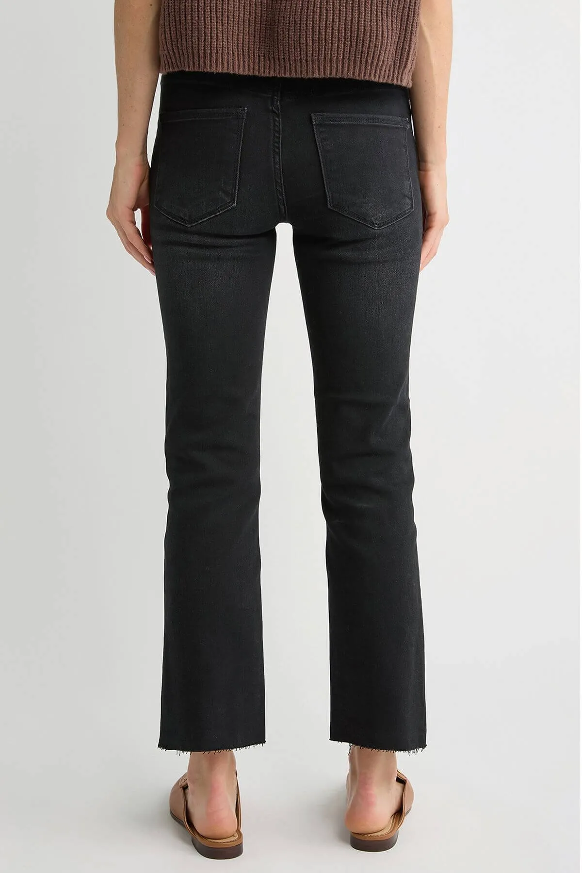 Risen Raw Hem Black Straight Leg Jeans