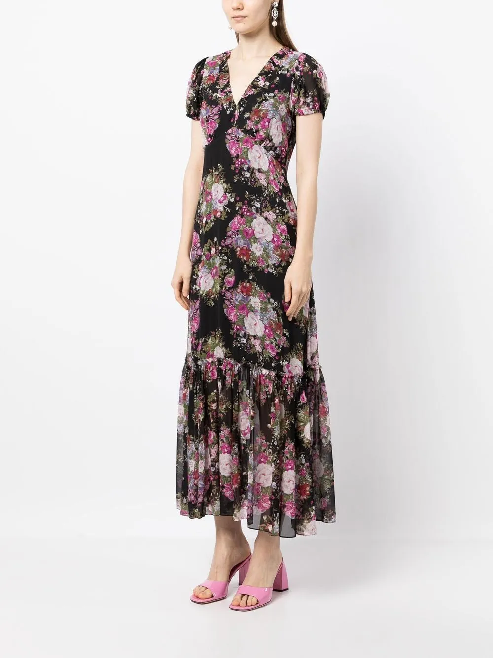 SHONTELLE FLORAL-PRINT MIDI DRESS MID MUS