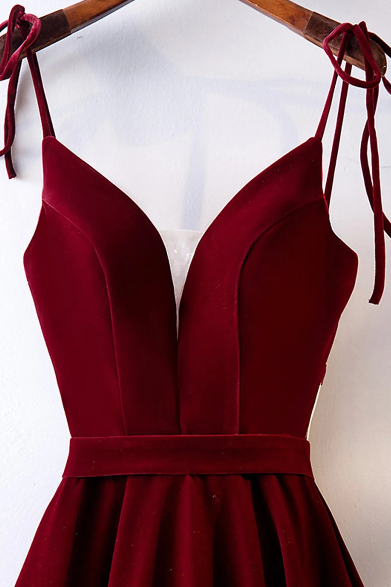 solvbao Burgundy Velvet Long Prom Dresses, Simple A-Line Evening Dresses