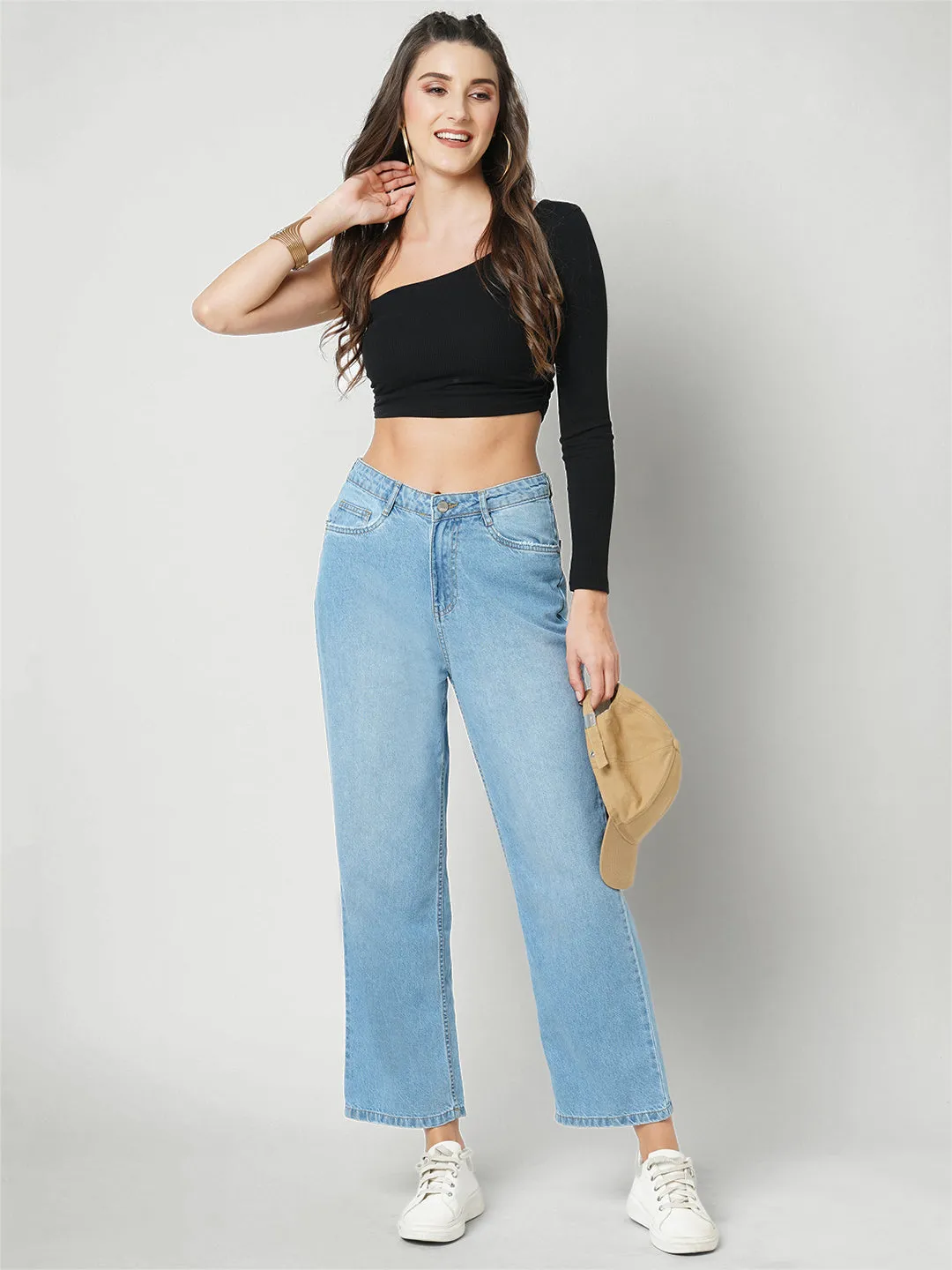 Women High-Rise Loose Straight Fit Jeans