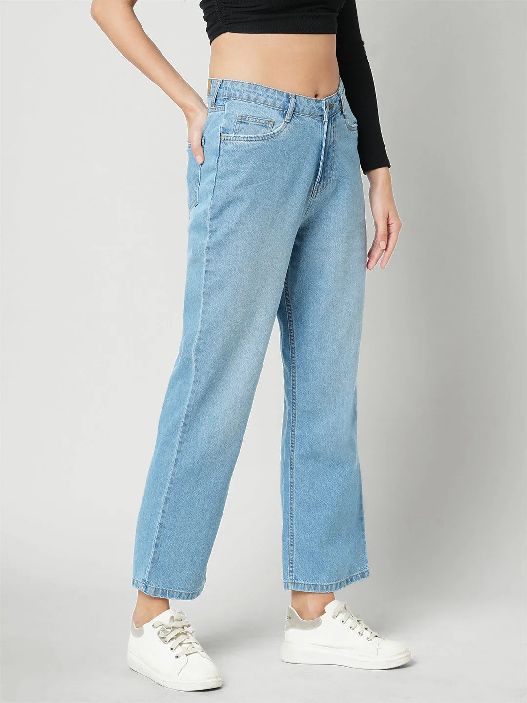 Women High-Rise Loose Straight Fit Jeans