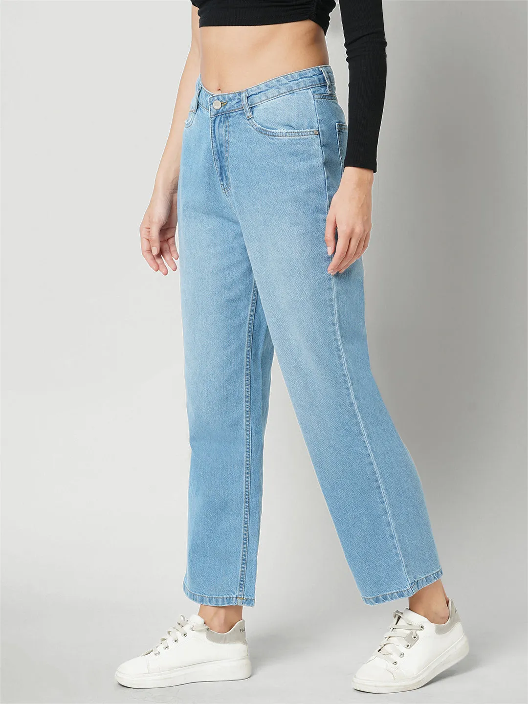 Women High-Rise Loose Straight Fit Jeans