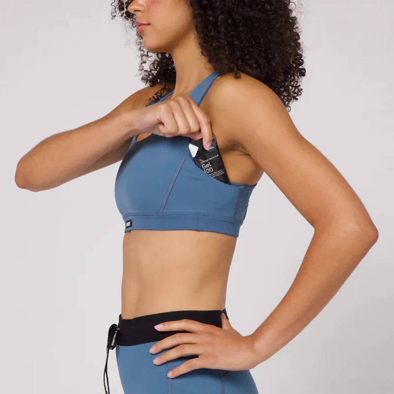 Womens Gridlock™ Scoop Neck Run Bra - Steel Blue