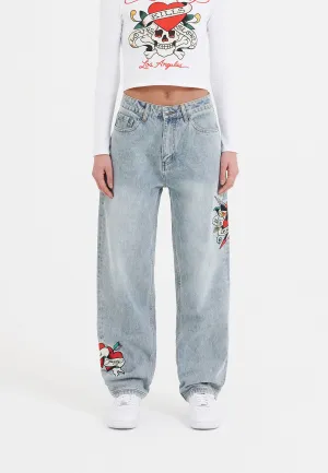 Womens True-Til-Death Relaxed Fit Denim Trousers Jeans - Bleach